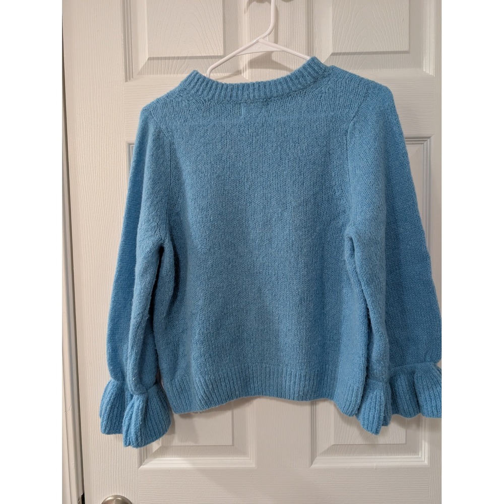 Nation LTD, Antoinette Flounce Wrist Sweater, Sm, Cornflower Blue, Wool/Alpaca - Picture 4 of 7